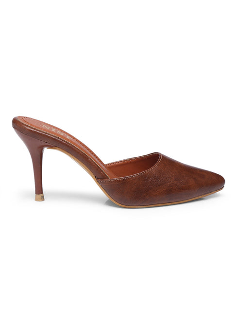 GNIST Classy Pointed Mule Tan Stiletto Heel
